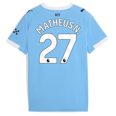 Manchester City Thuisshirt 2025/26 voor kinderen en MATHEUS N. bedrukking
