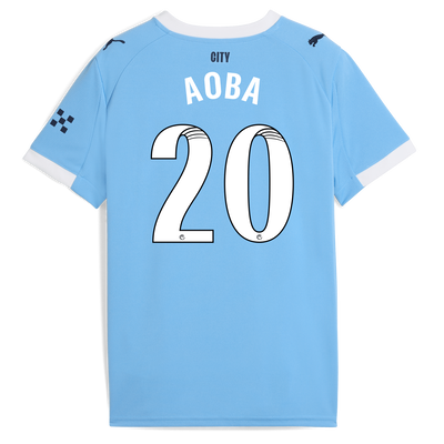 Kids' Manchester City Home Jersey 2025/26 With AOBA 20 Printing