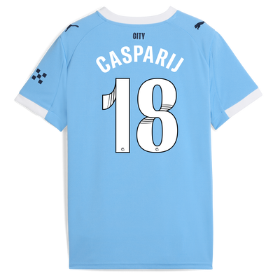 Kids' Manchester City Home Jersey 2025/26 With CASPARIJ 18 Printing